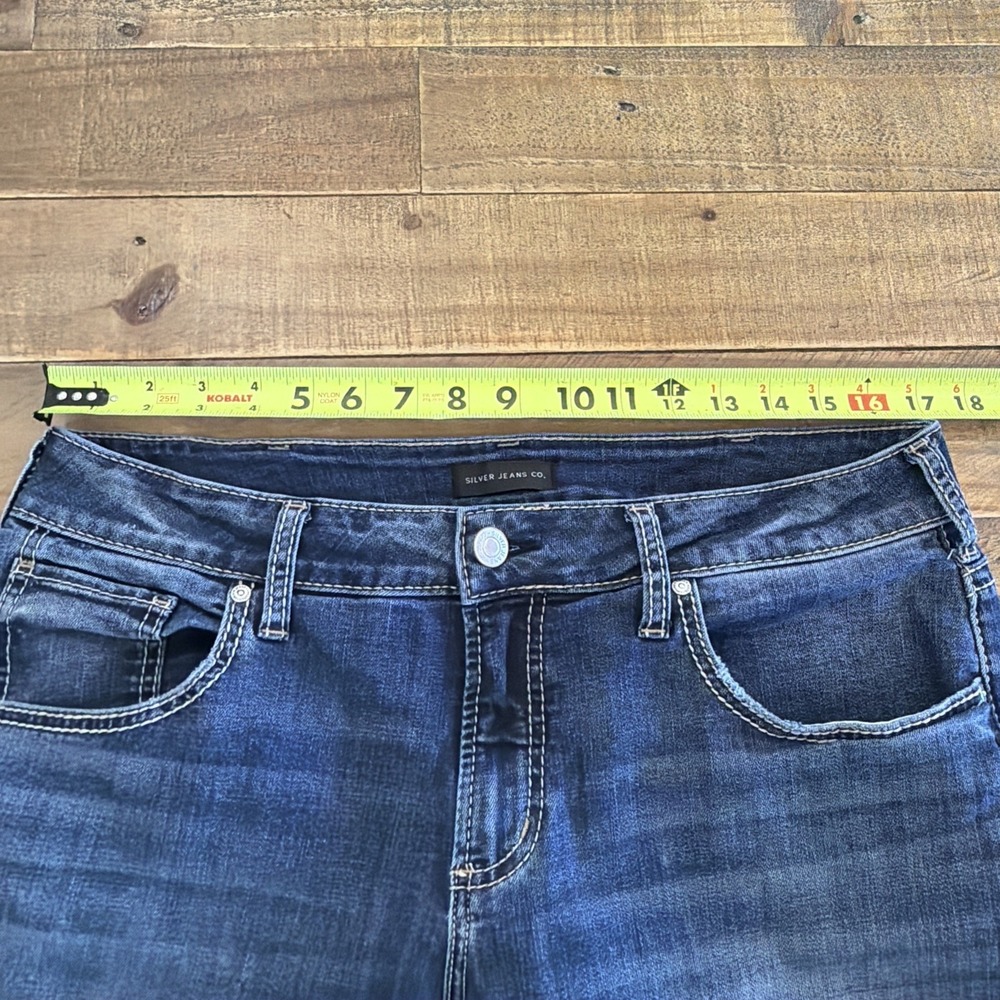 Silver Jeans Womens W34 L29 (act 34X30) Boyfriend Stretch Distressed Dark Wash - Picture 12 of 16